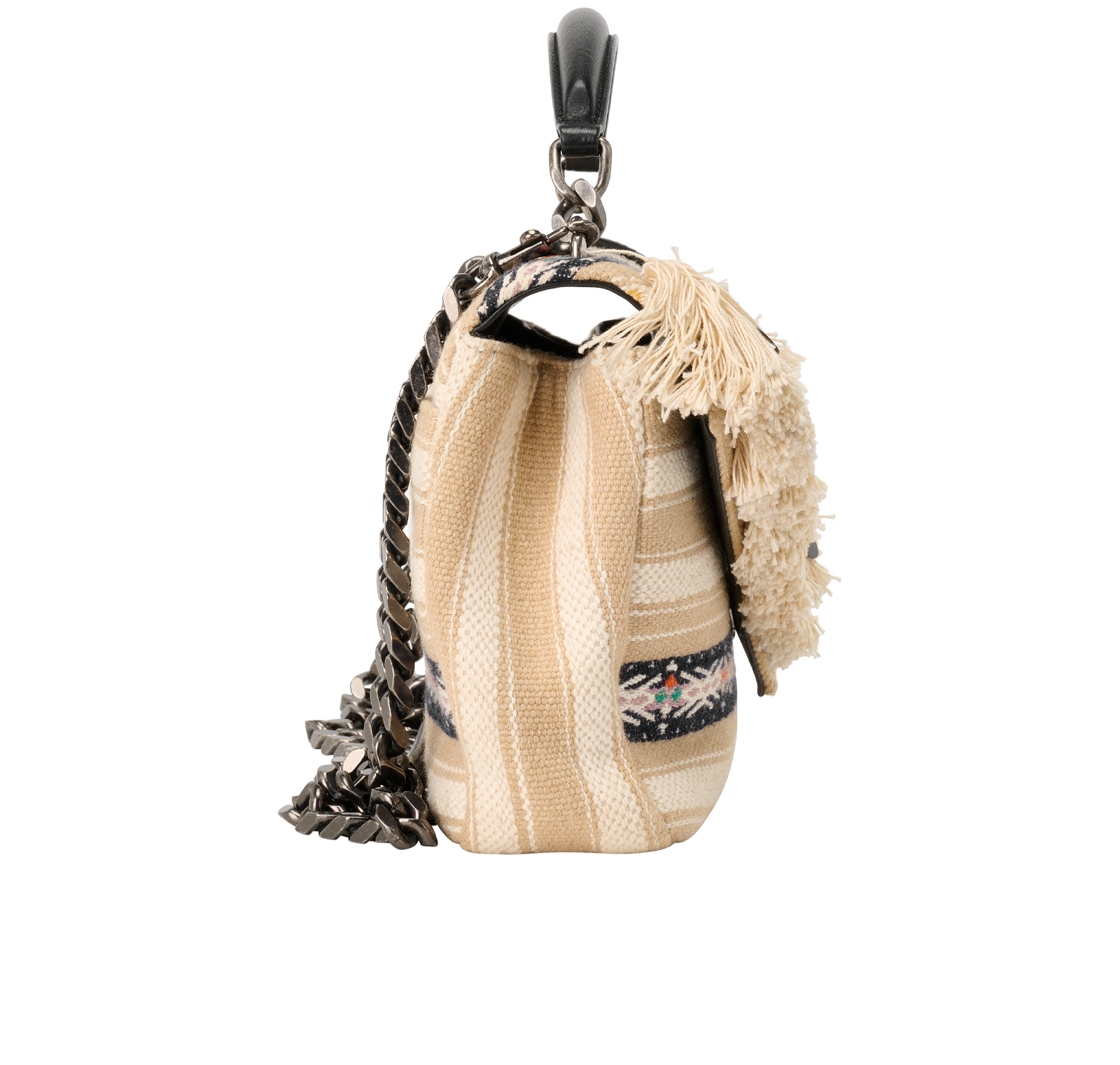 College Jacquard Shoulder Bag, &pound;695, Handbags, Beige, Canvas, Side view